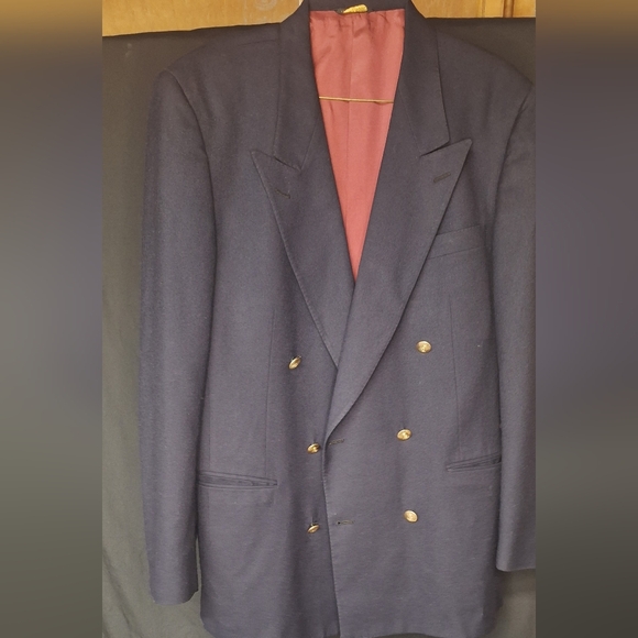 Harry Rosen for Edgewick Double Breasted Blazer Men’s 44 Navy Blue Wool - Picture 1 of 6